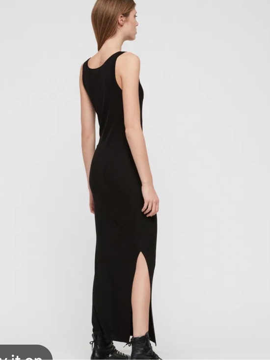 All Saints Dresses & Skirts - AllSaints Black Ribbed Tank Maxi Dress XS Side Slit Minimalist Stretch
